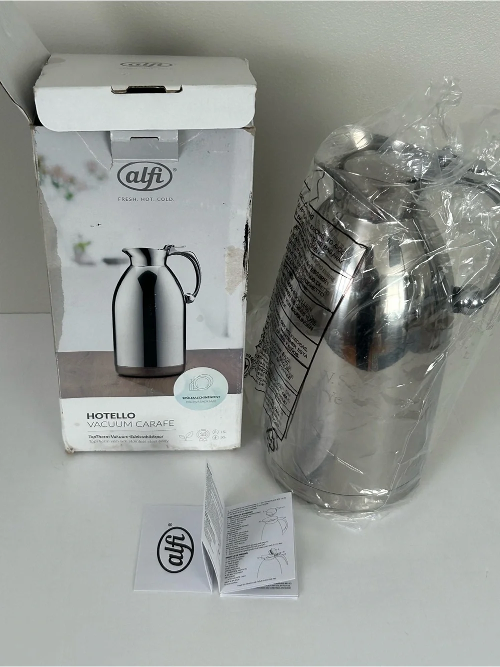 Alfi Hotello Stainless Steel Vacuum Insulated Thermos Carafe 1.5 L Hot & Cold